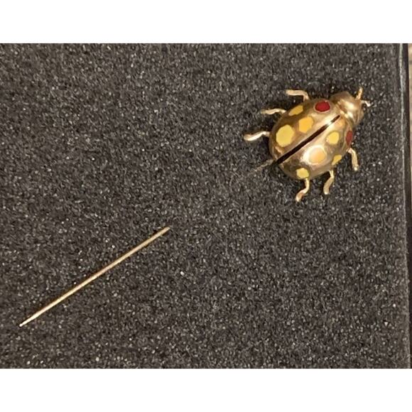 14K Gold, Red and Yellow Ladybug Stick Pin Vintage Eclectic - Picture 2 of 8